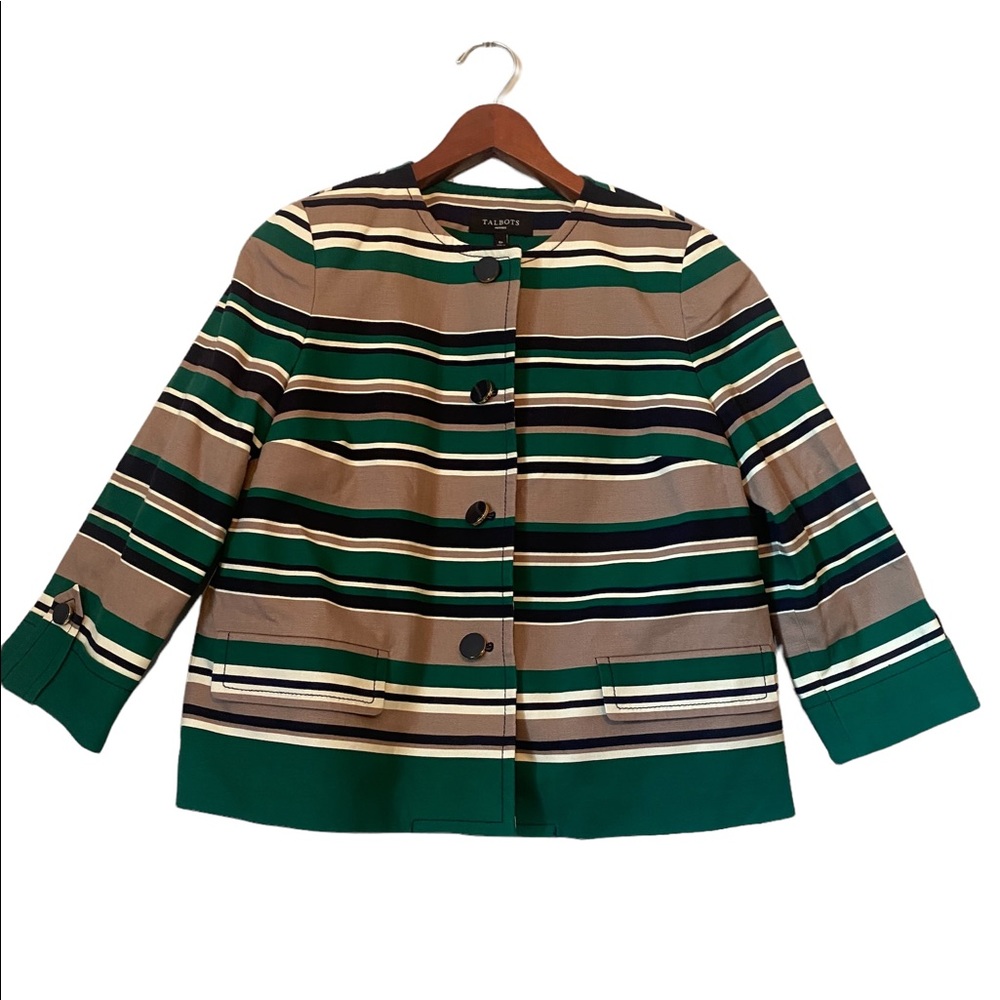Talbots Fall Color Striped Button Front Jacket